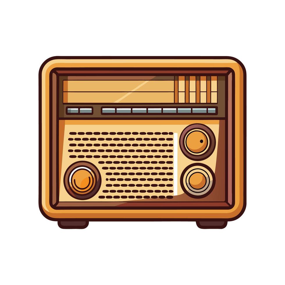 Creative retro radio featuring a wooden design vector