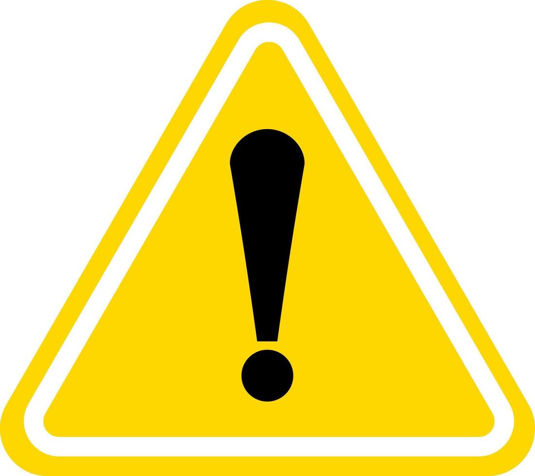Yellow warning, attention icon. Alert, danger, exclamation symbol sign design. Isolated on white background vector
