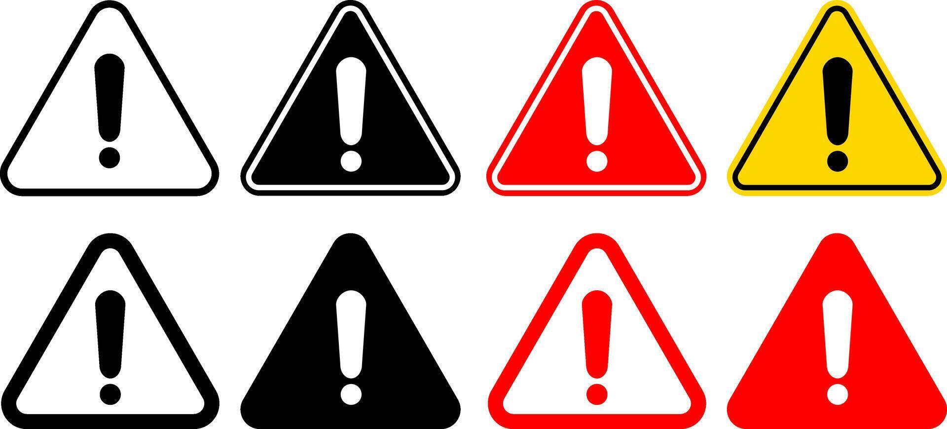 Attention Icon Set. Exclamation danger sign. Danger Caution or Alert Risk Warning design. Illustration vector