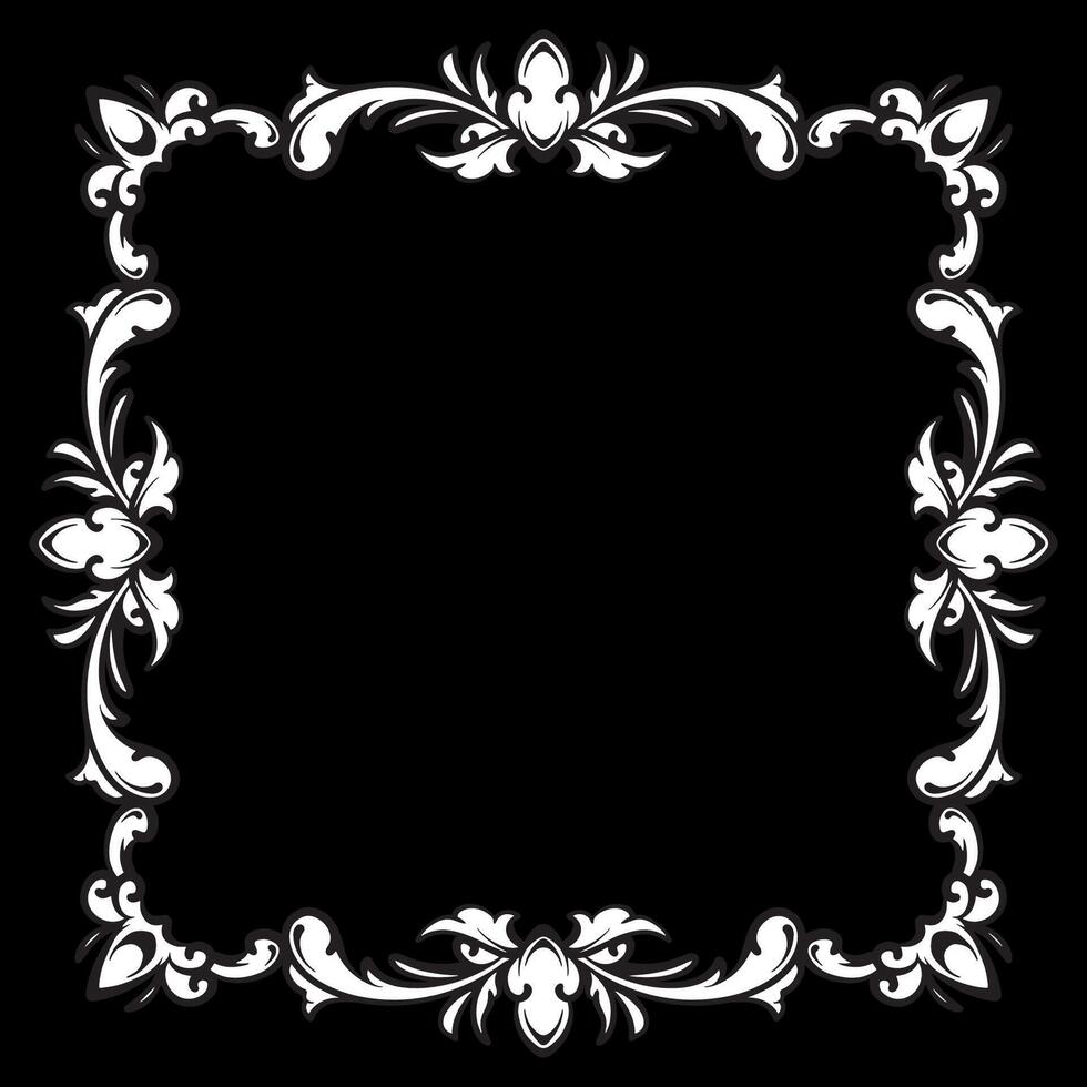 Vintage frame with ornament, isolated on black background. vector
