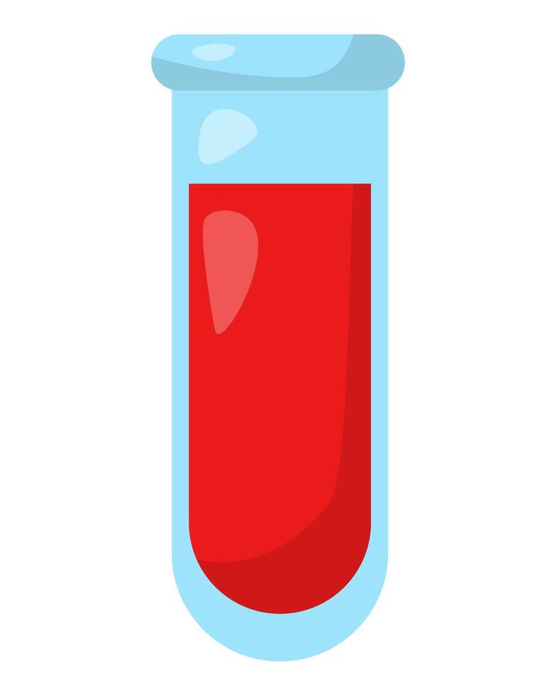 Open test tube with blood, medical material for blood analysis vector