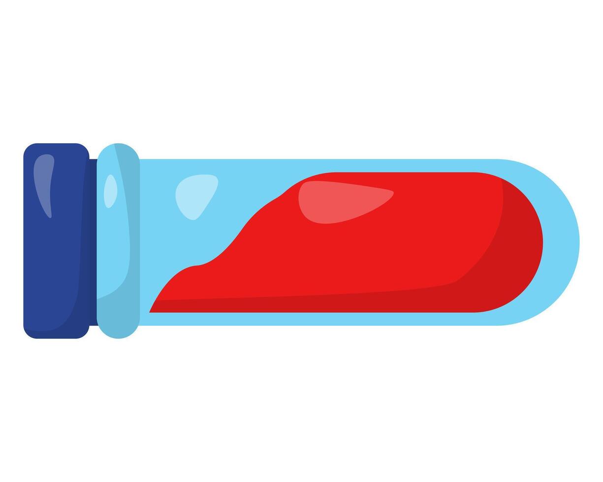 Closed test tube with blood, medical material for blood analysis and study vector