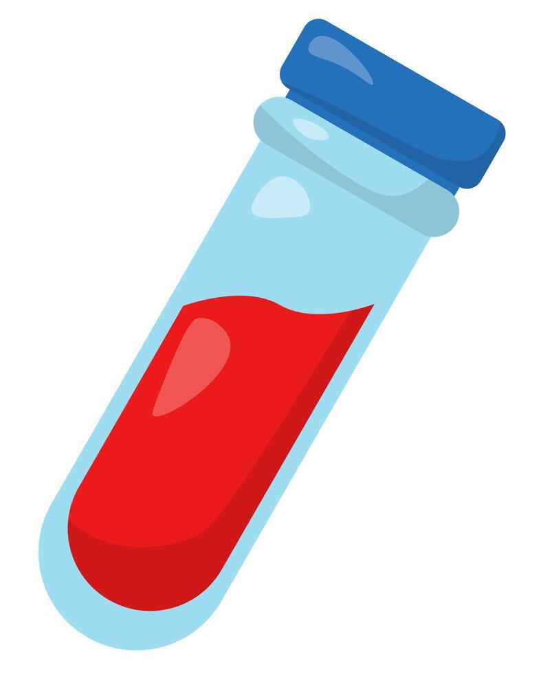 Closed test tube with blood, medical material for blood analysis and research vector