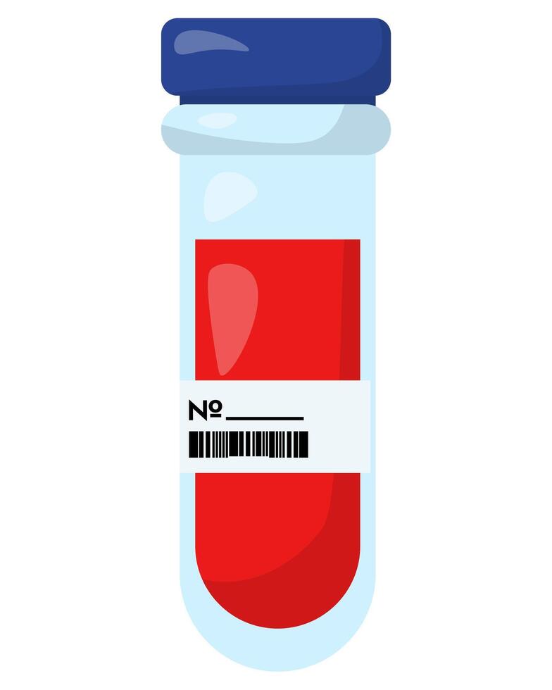 Sealed test tube with blood, medical material for blood analysis vector