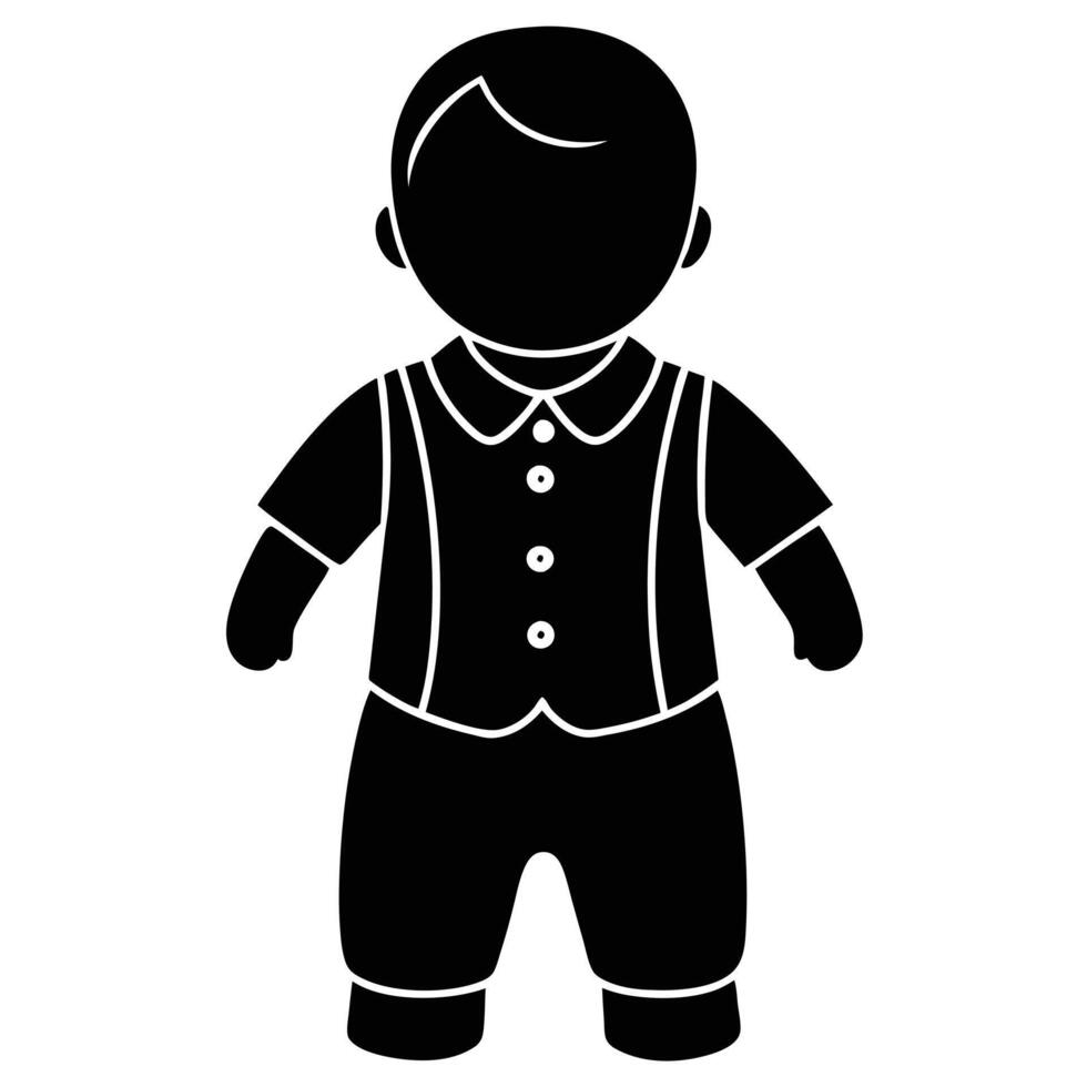 A black and white silhouette of a baby in a suit vector
