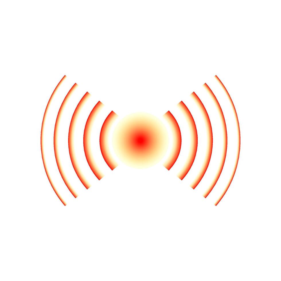 Red circle highlighting pain zone. Ache spot icon for sore body parts. Pain target design element. Abstract hurt localization sign for medical ads vector