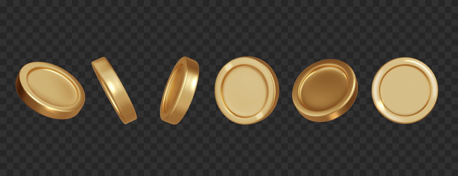 Gold coin isolated on black background. Realistic symbol of gold and wealth. vector