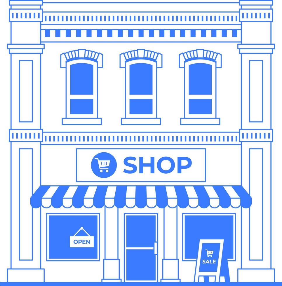 Shop building line art illustration vector