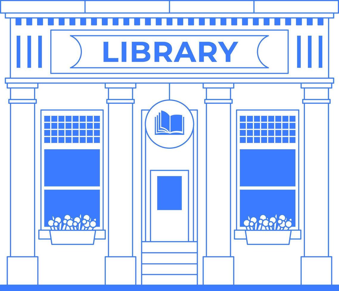 Library building isolated graphic vector