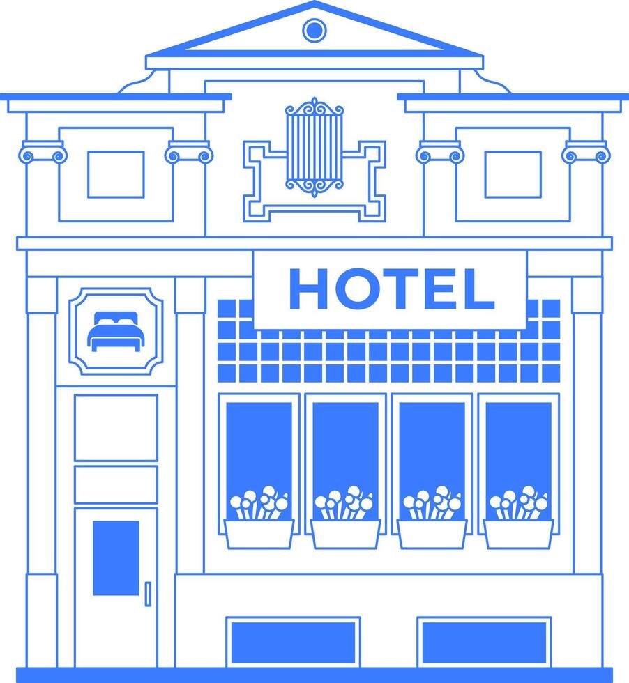 Hotel building line art illustration vector
