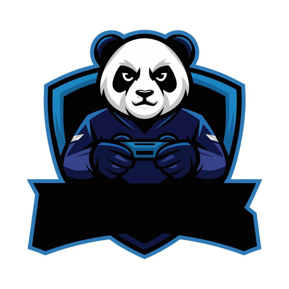 A panda mascot holding a joystick, ready to game vector