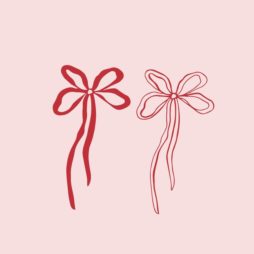 Cherry bow whimsical hand drawn illustration vector