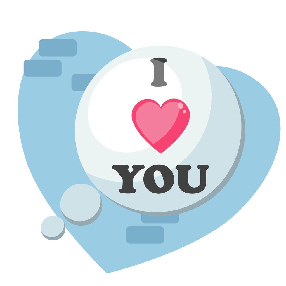 Set illustration valentines day icon with beautifull pink color, I love you message bubble chat vector