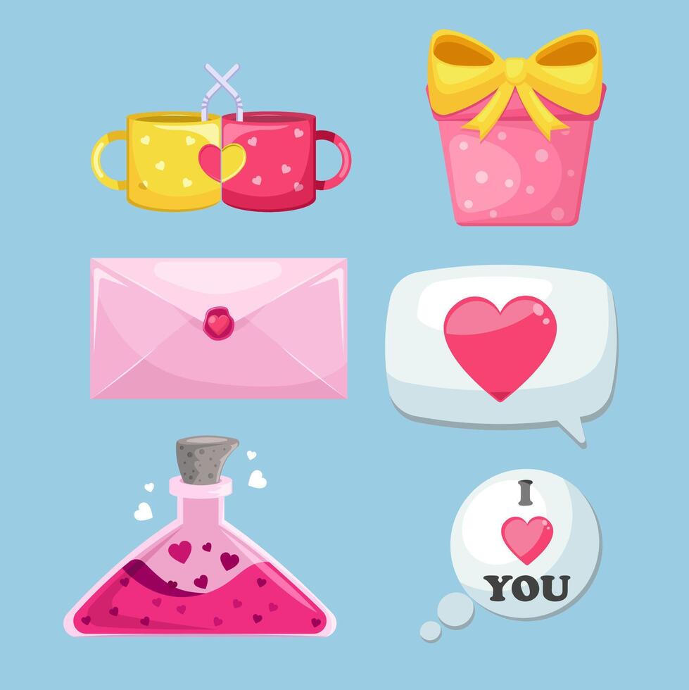 Set illustration valentines day icon with beautifull pink color vector
