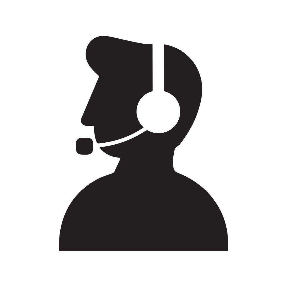 silhouette of person with a headset or microphone facing a screen vector