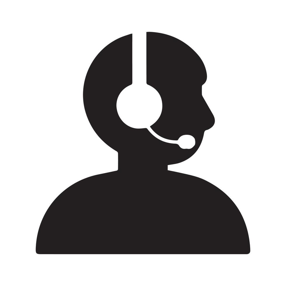 silhouette of a person with a headset or microphone facing screen vector