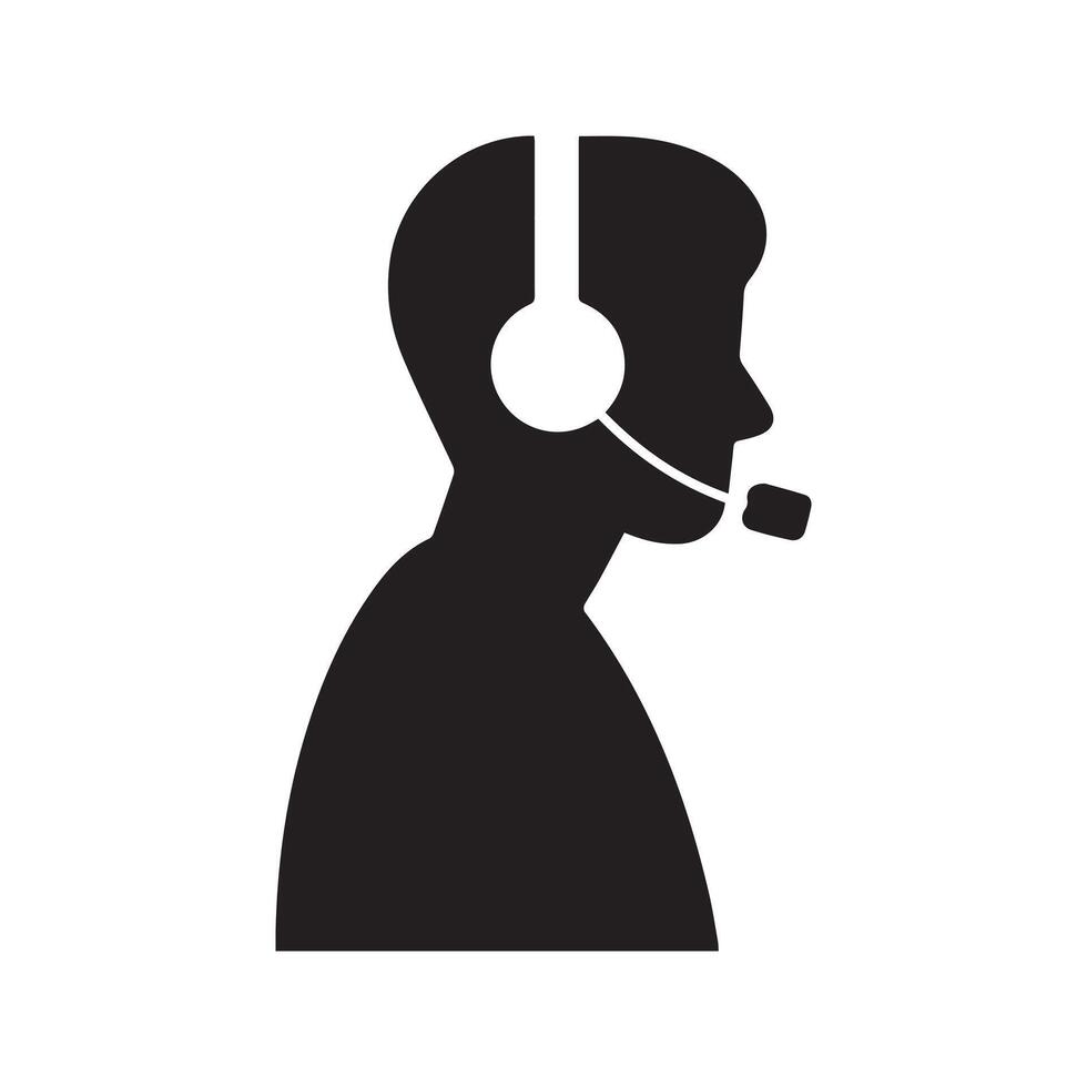 silhouette of a person with a headset or microphone facing a screen vector