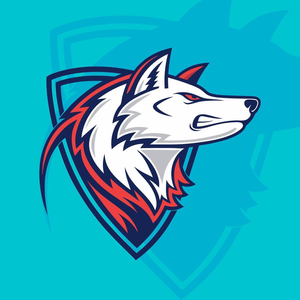 Wolf head gaming logo design ideal for esports teams and modern branding enthusiasts vector