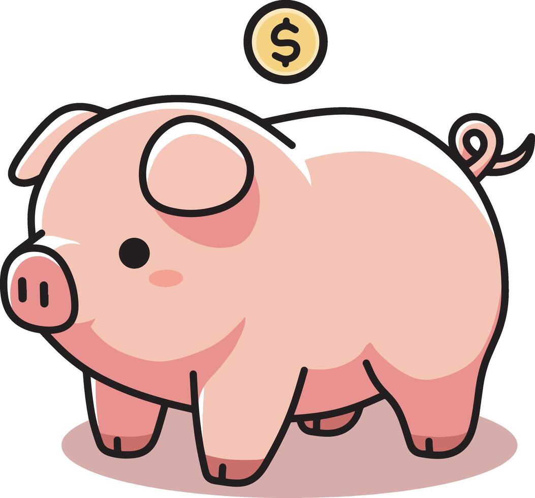 Cute piggy bank design art vector