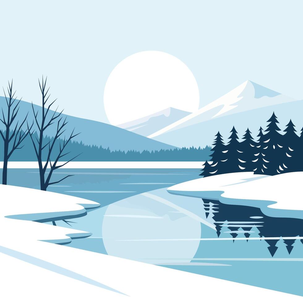 Winter Landscape Reflection vector