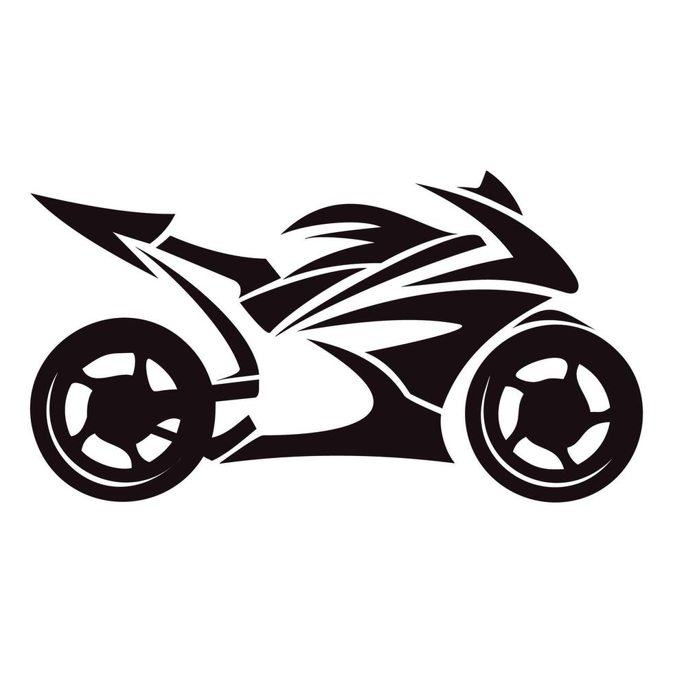 black and white icon silhouette of a sports motorcycle on a white background vector
