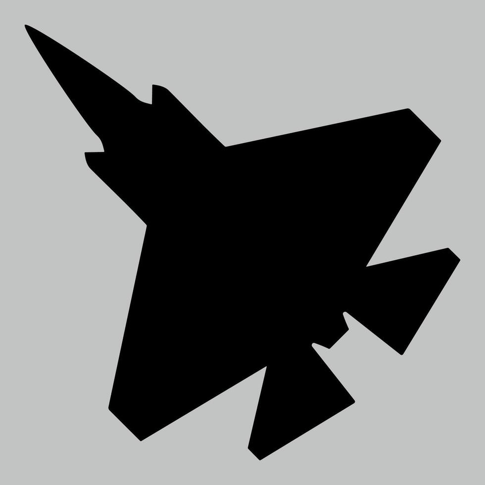 black and white icon silhouette of military army attack aircraft on white background vector