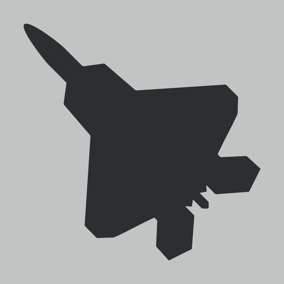 black and white icon silhouette of a military aircraft on a white background vector