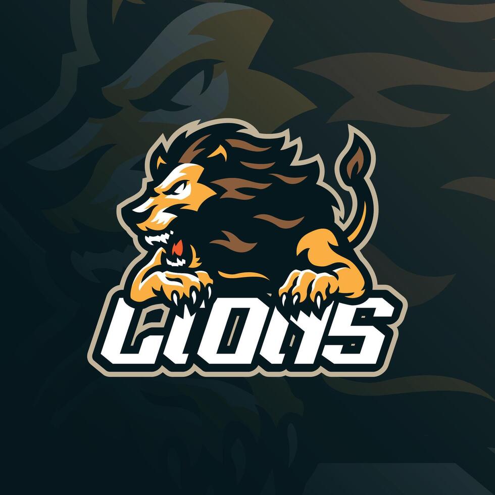 Lion mascot logo design with modern illustration concept style for badge, emblem and t shirt printing. Angry lion illustration. vector