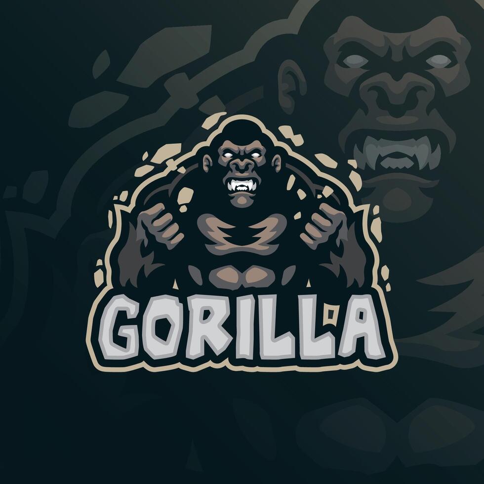 Gorilla mascot logo design with modern illustration concept style for badge, emblem and t shirt printing. Angry gorilla illustration. vector
