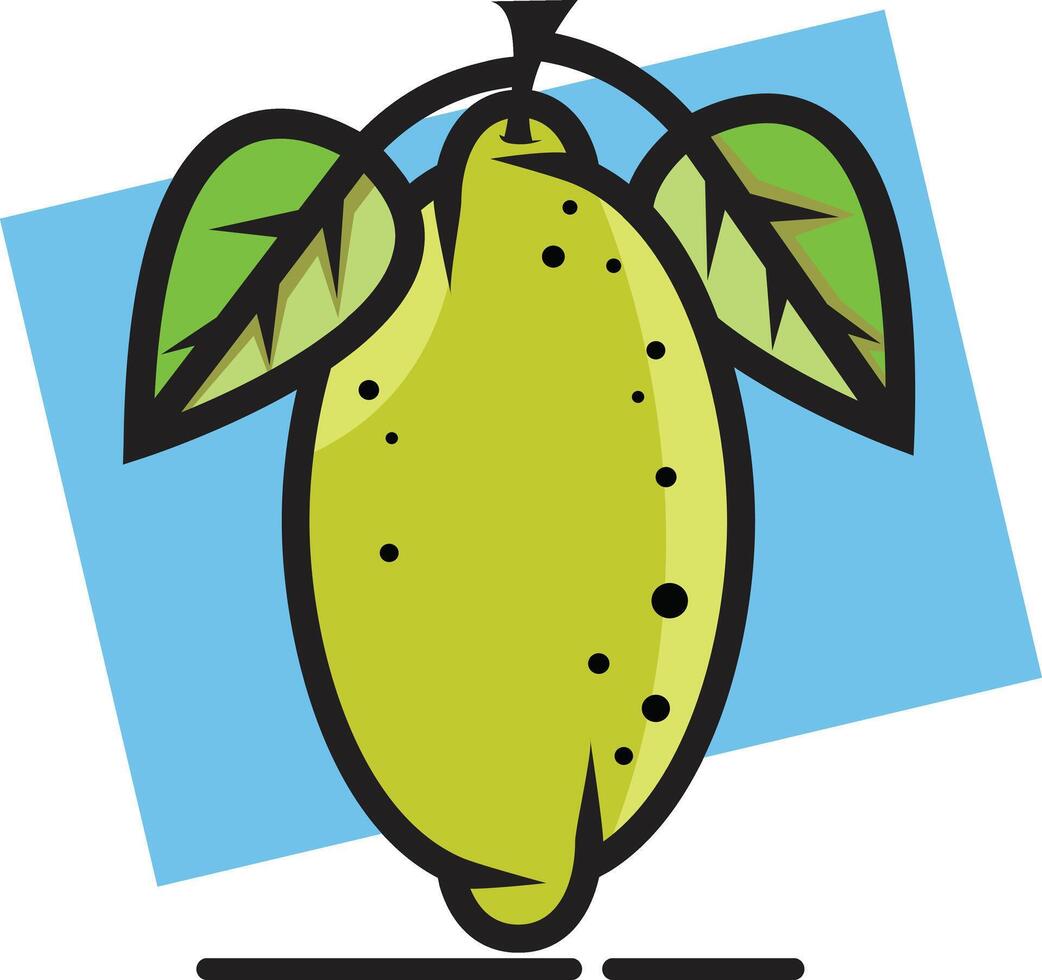 a cartoon fruit with leaves and leaves vector
