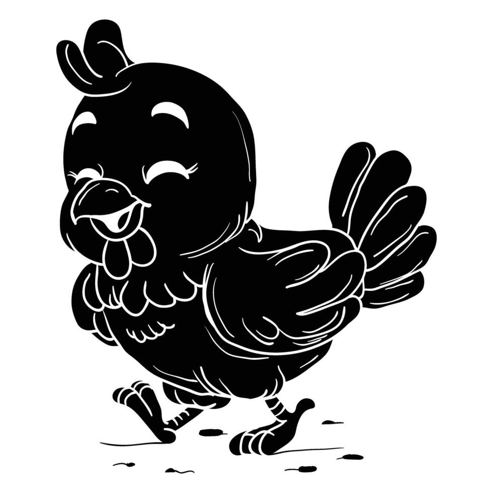 a black and white illustration of a chicken vector