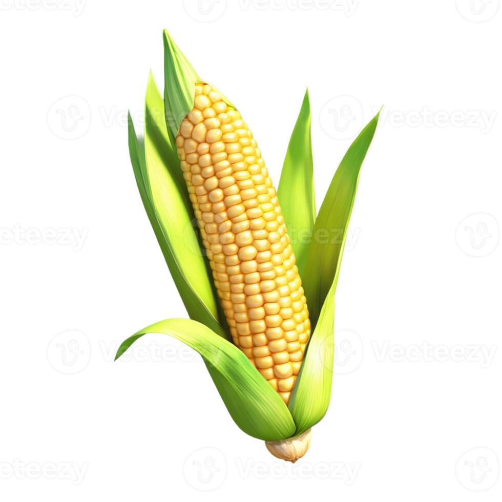 Close-up of ripe corn with golden kernels, emphasizing its fresh, natural look against a simple white backdrop. photo