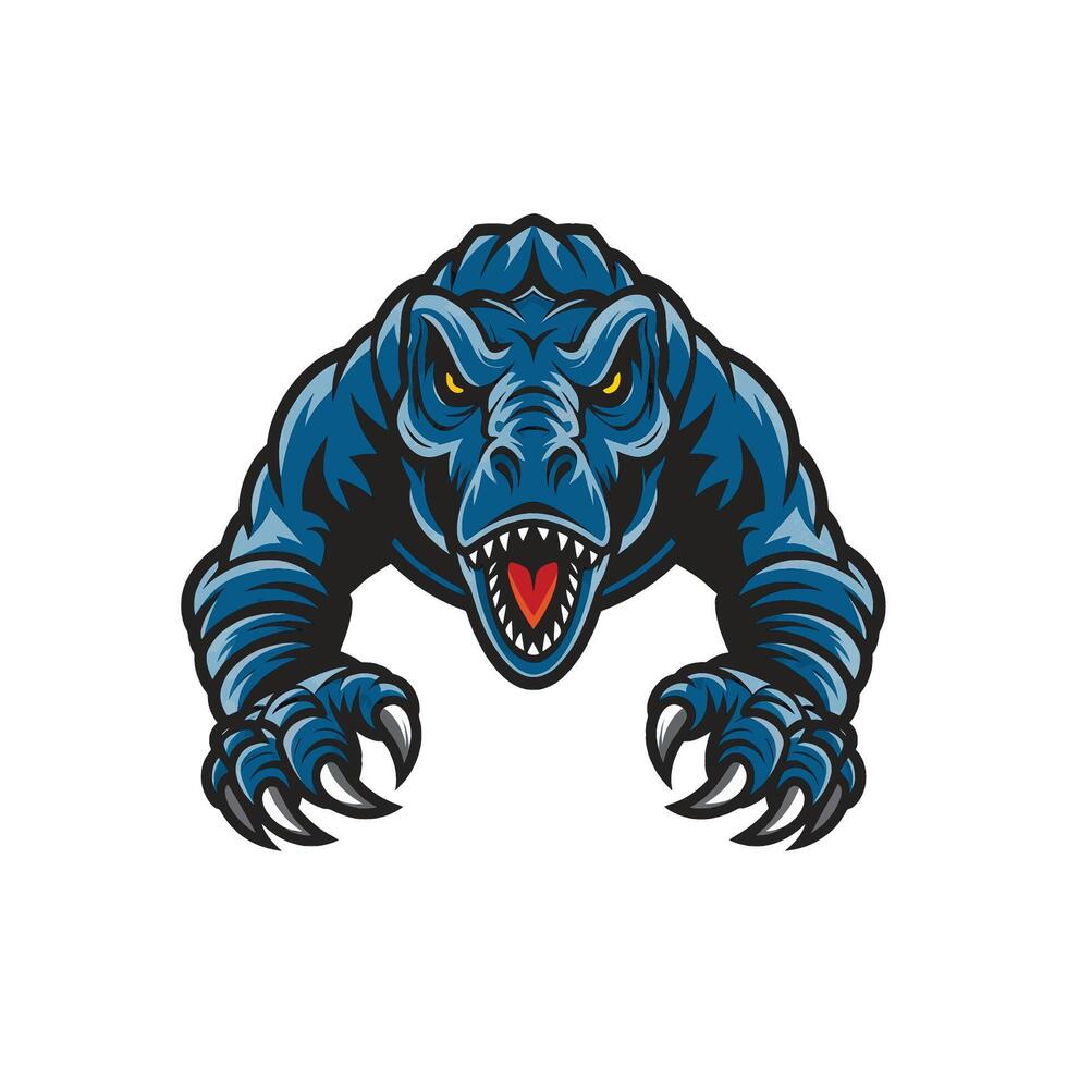 tyrannosaurus fierce pose attacking with claws on white background vector