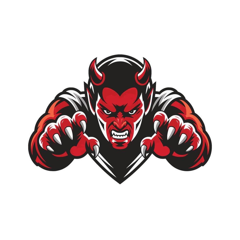 devil fierce pose attacking with claws character logo vector