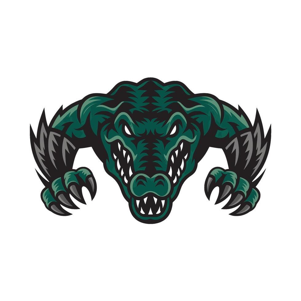 crocodile angry attacking with claws logo design on white background vector