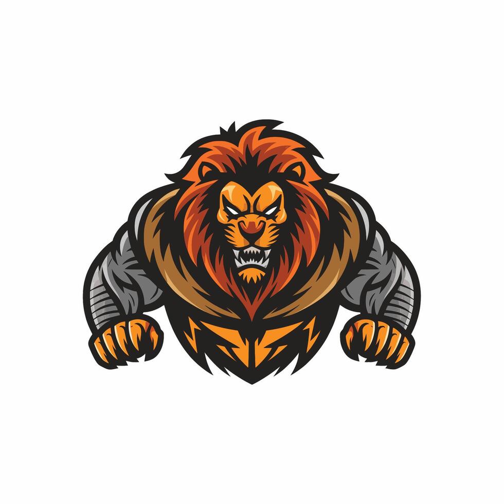 lion fierce attacking pose with claws design illustration logo vector
