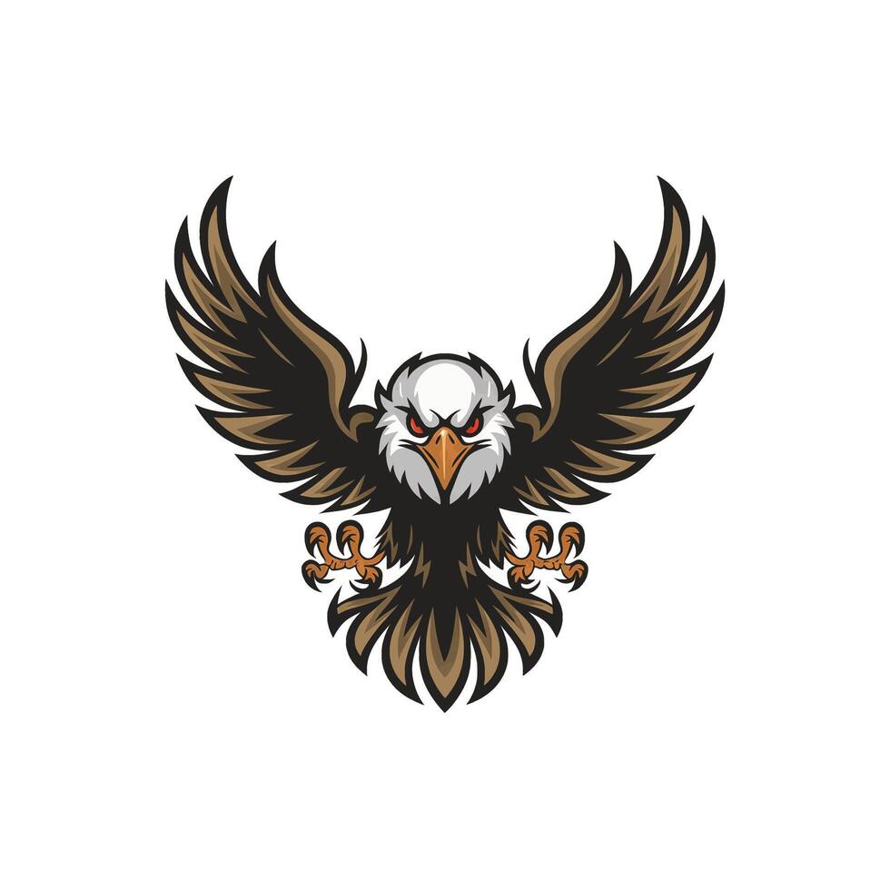 eagle fliying attacking pose with claws design logo on white background vector