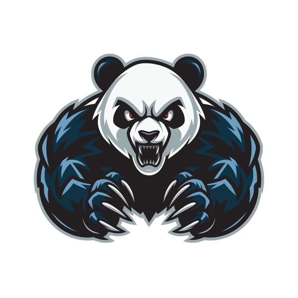 panda fierce attacking with claws design wild logo illustration vector