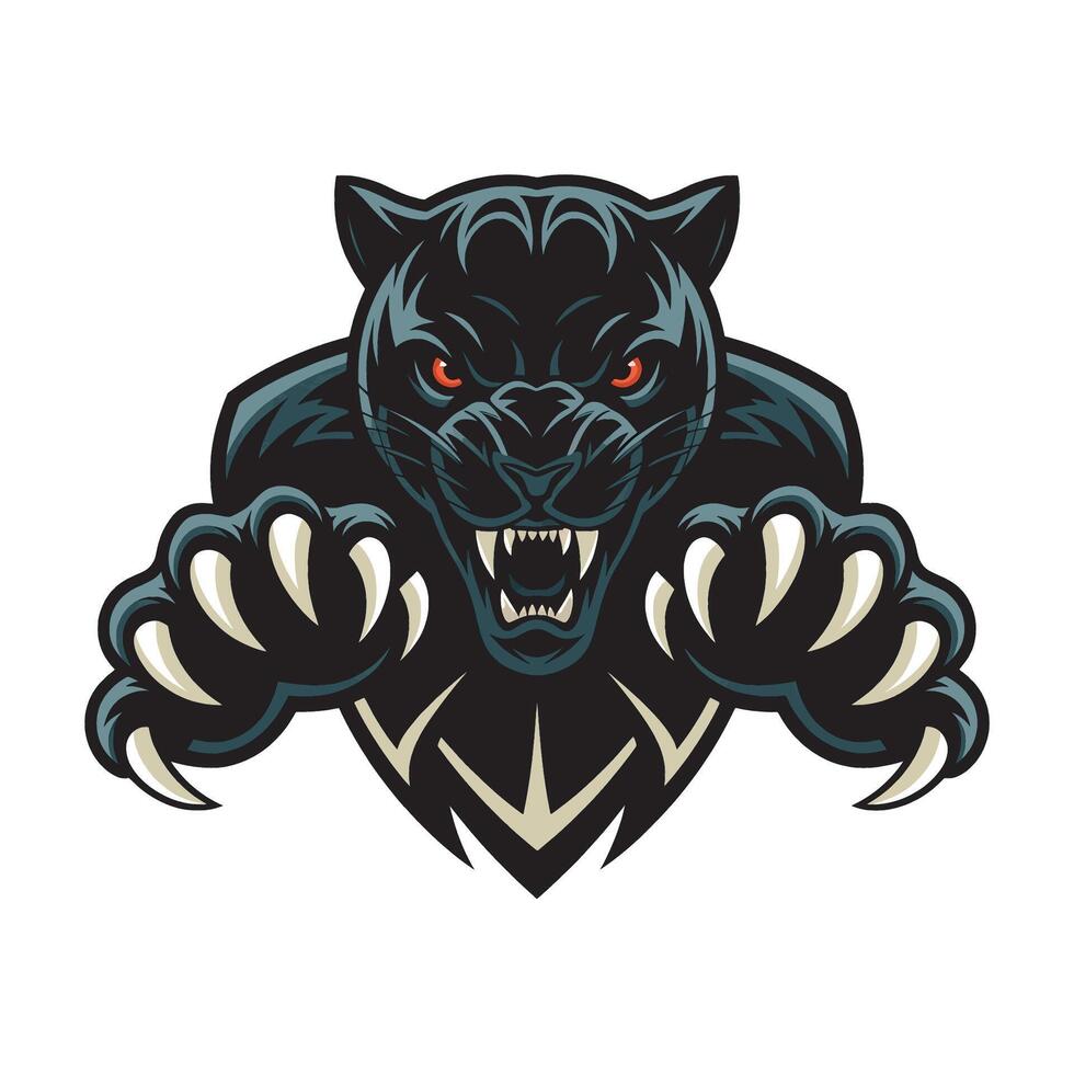 black panther logo attacking with claws design on white background vector
