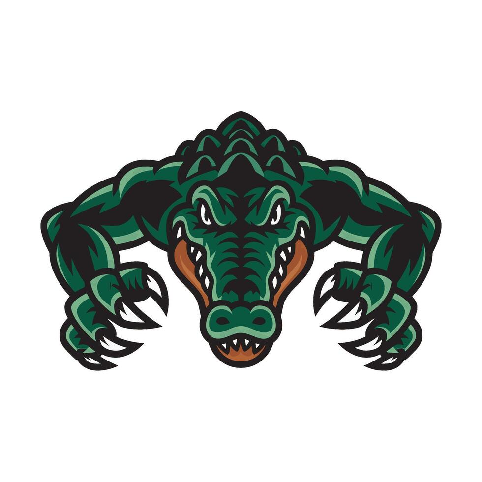 crocodile angry attacking pose with claws logo vector