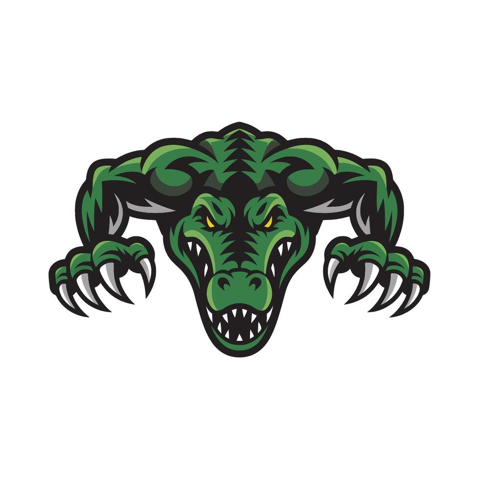 crocodile attacking pose with claws design logo on white background vector