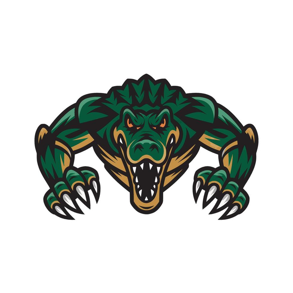 crocodile attacking with claws logo design on white background vector