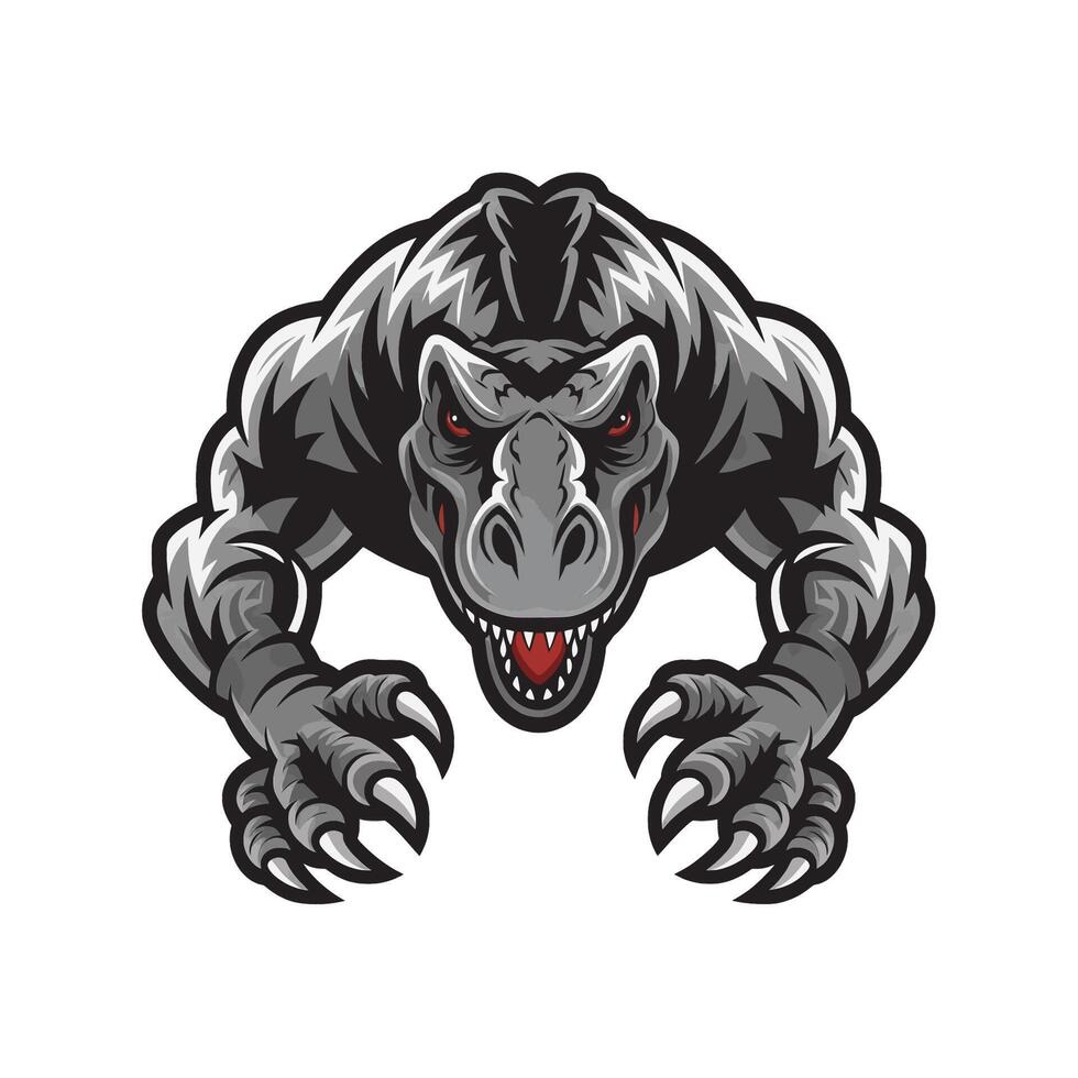 tyrannosaurus attacking with claws logo design on white background vector