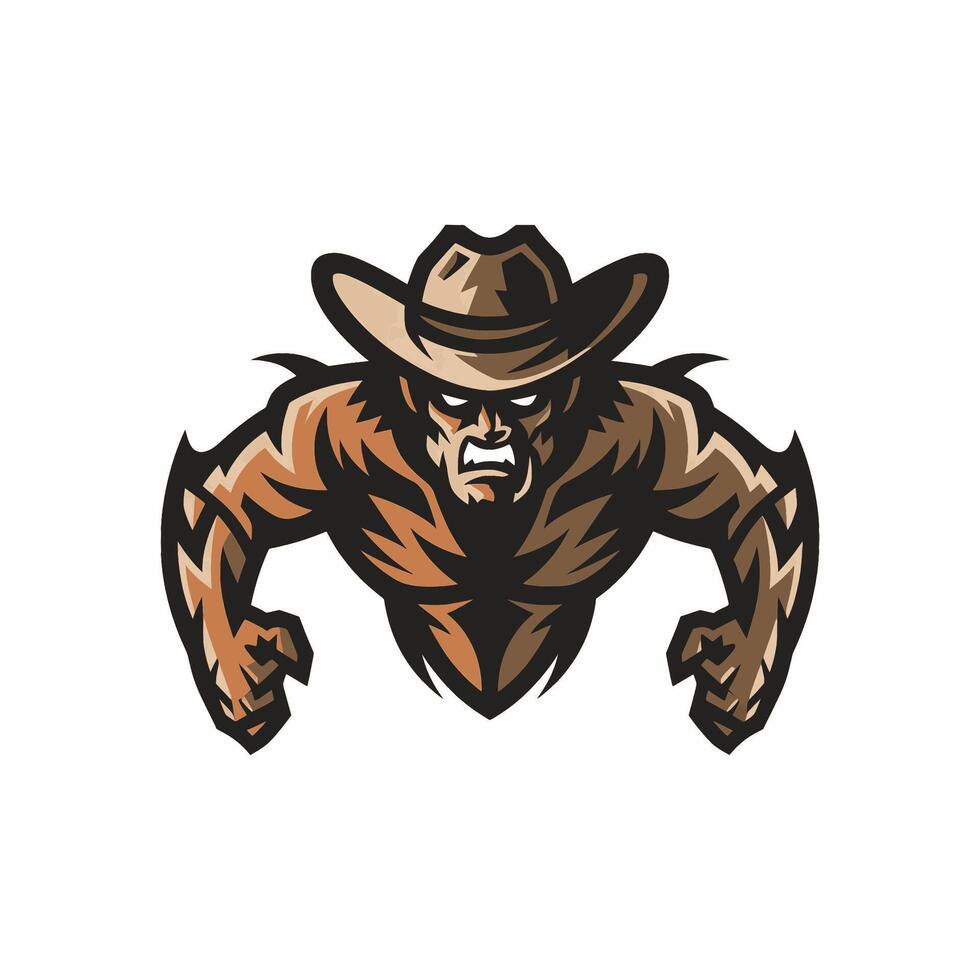 cowboy angry malignant design logo illustration vector