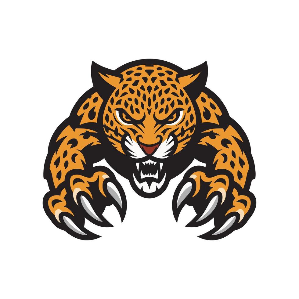 leopard attacking with claws design logo vector