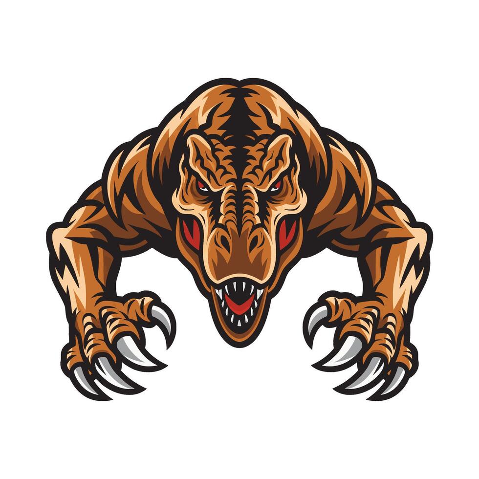 tyrannosaurus fierce pose attacking with claws vector