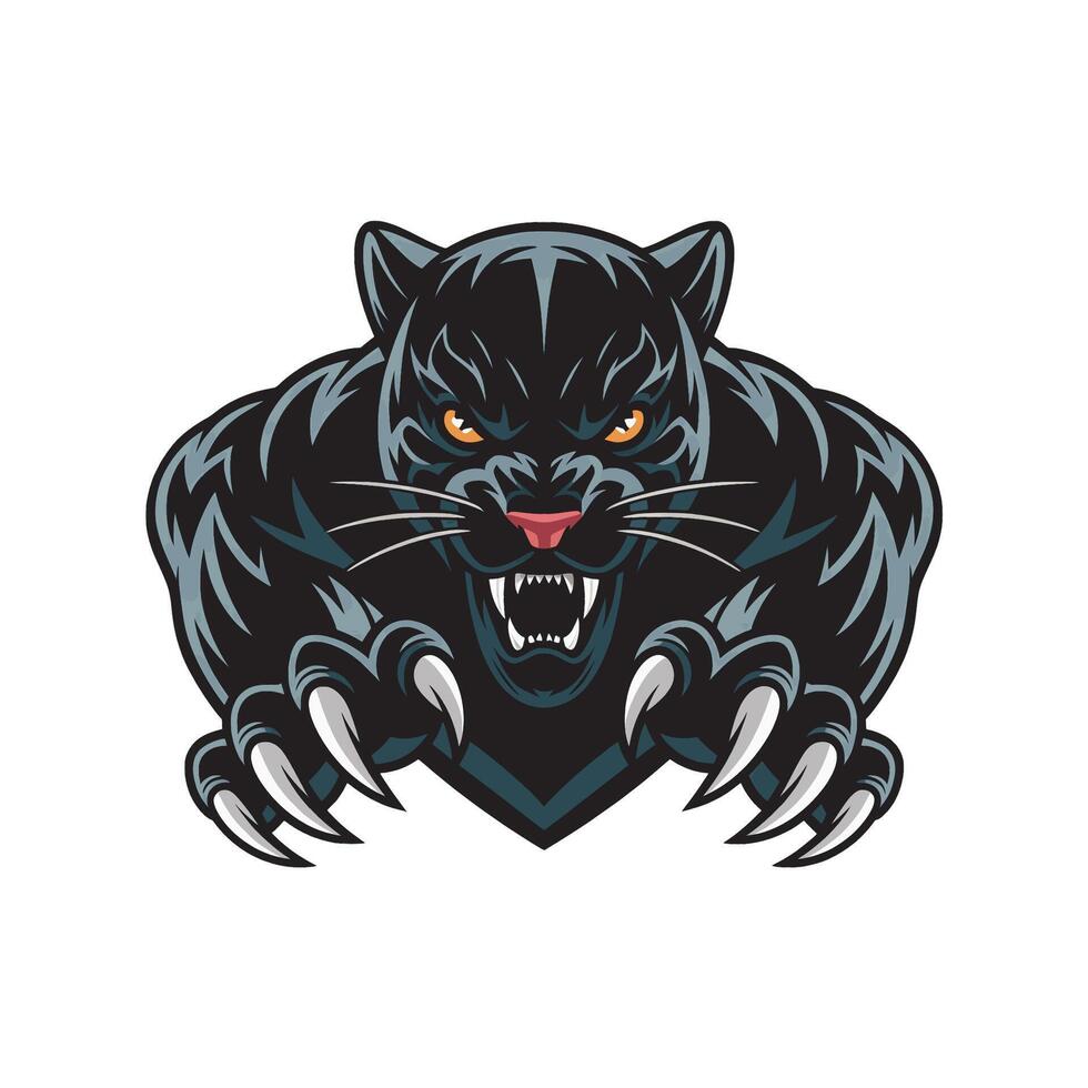 black panther logo attacking with claws design illustration on white background vector