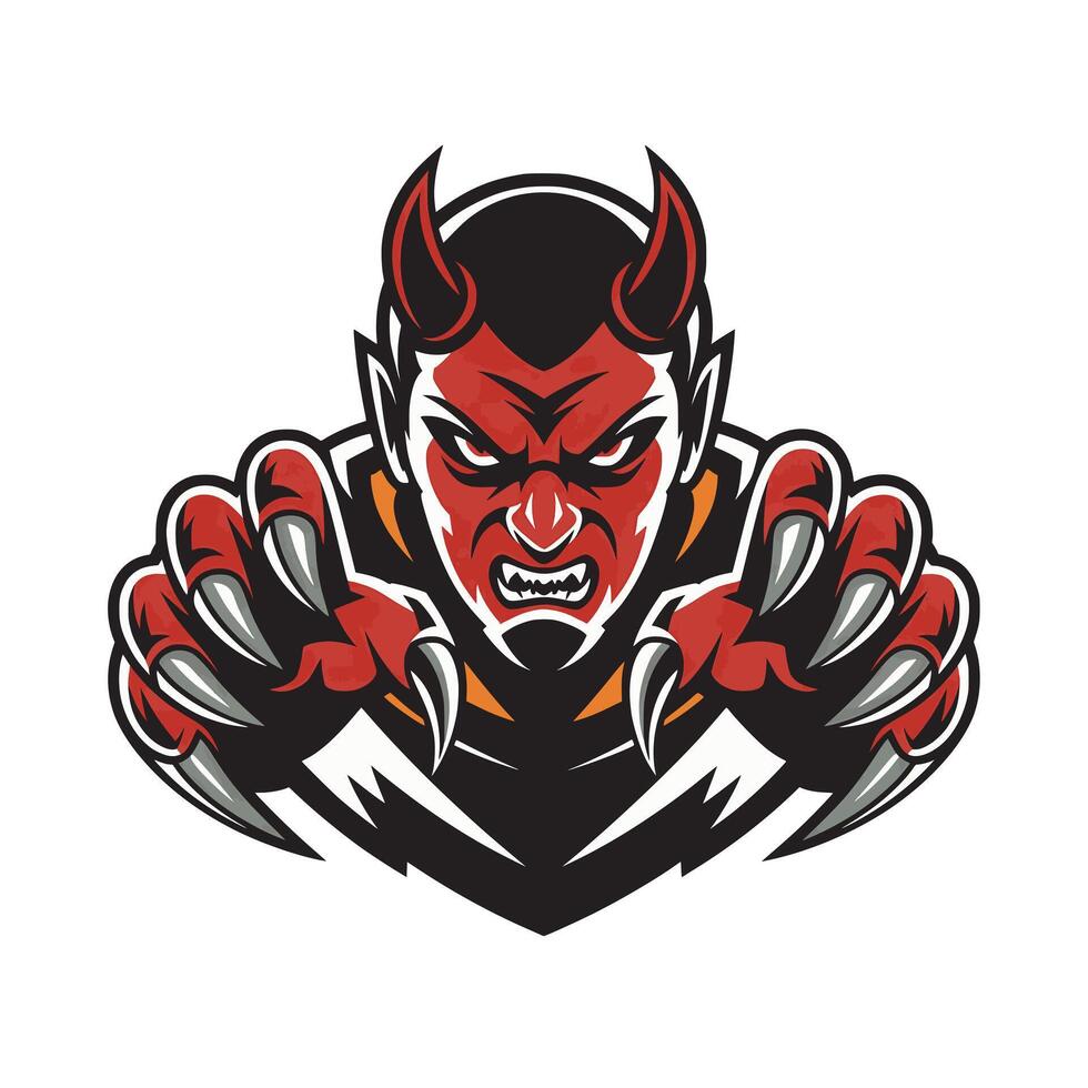 devil angry pose attacking with claws character illustration logo vector