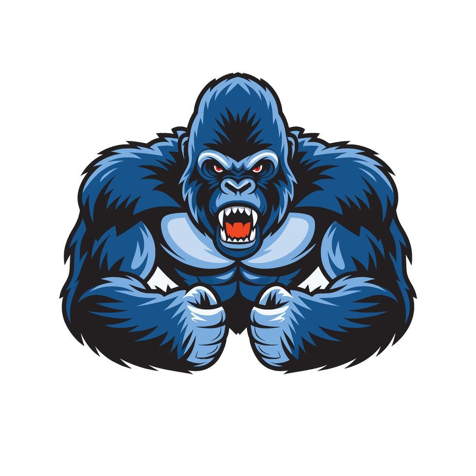 gorilla wild design attacking with punch illustration logo vector
