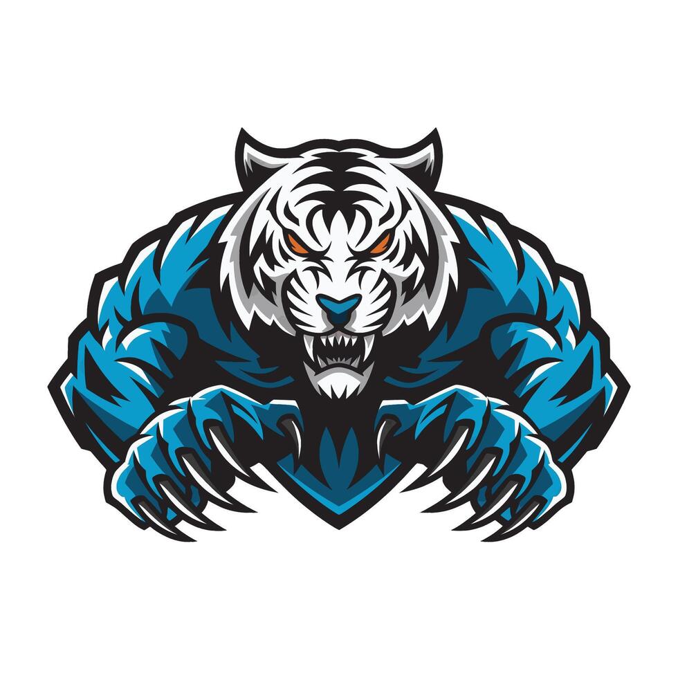 white tiger attacking with claws design illustration logo vector